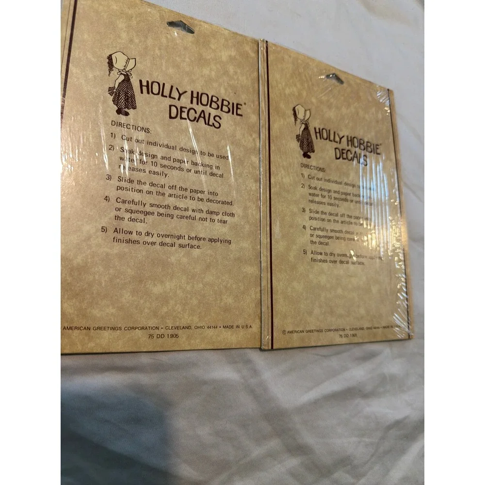 Vintage Holly Hobbie Decals 2 Pack Water Transfer 1970 1972 American Greetings